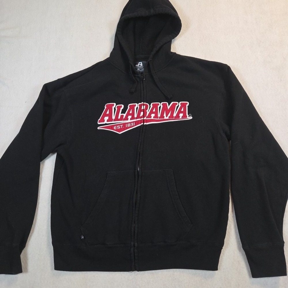 Alabama 1831 Crimson Tide Full Zip Black  Hoodie Sweatshirt XL By J America